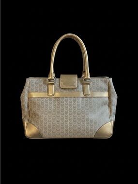 2 NWT MICHAEL by Micheal Kors Metallic Gold Items: Tote Bag & matching key chain